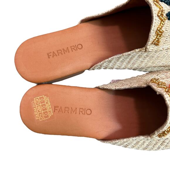 NEW Farm Rio Macaw Beaded Raffia Mule - Picture 3 of 8